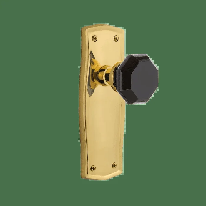 Prairie Long Plate with Black Waldorf Knob – Polished Brass