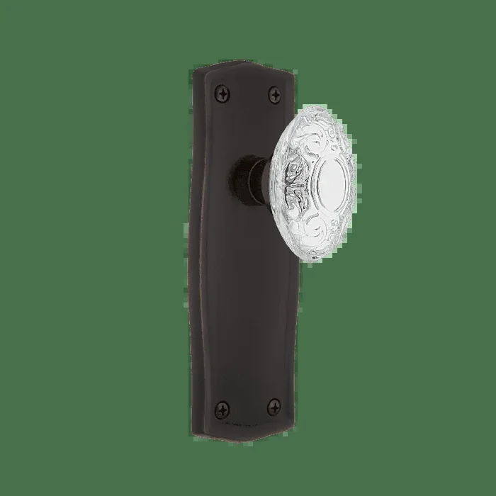 Prairie Long Plate with Crystal Victorian Knob – Timeless Bronze Double Dummy