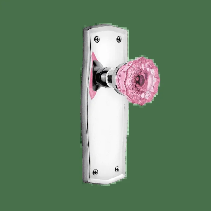 Prairie Long Plate with Pink Crystal Knob – Bright Chrome