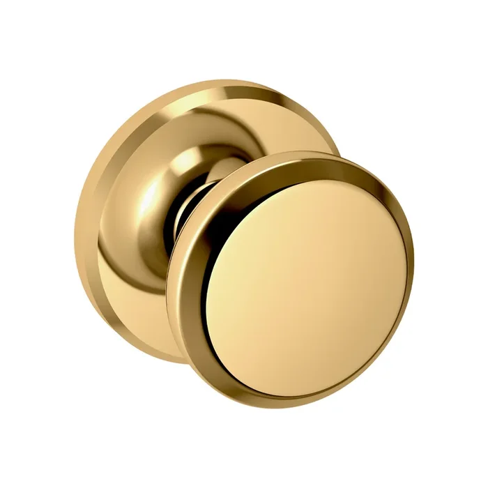 Preconfigured 5023 Knob with R016 Rose Half Dummy Lock – Unlacquered Brass Finish by Baldwin Estate