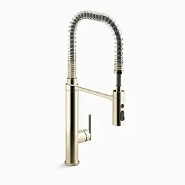 PURIST Semi-professional kitchen sink faucet with three-function sprayhead, Vibrant French Gold