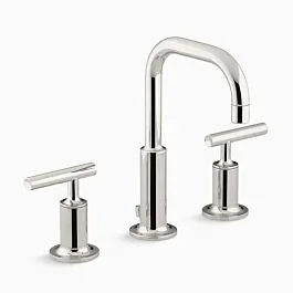 PURIST Widespread bathroom sink faucet with lever handles, 5-1/2″ Spout Reach, Vibrant Polished Nickel
