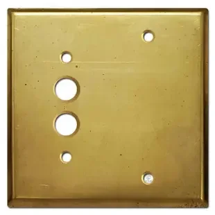 Pushbutton + Blank Wall Switch Plate – Unfinished Raw Brass