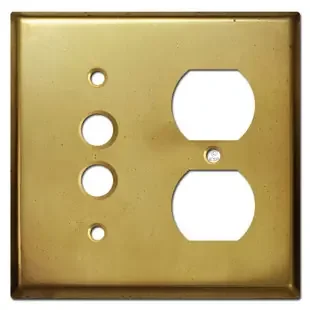 Pushbutton Outlet Cover Switchplate – Raw Brass
