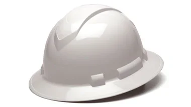 Pyramex Ridgeline Full Brim Hard Hat White 4 Pt Ratchet Suspension