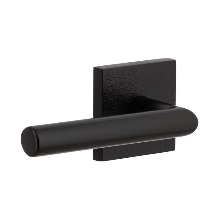 Quadrato Leather Rosette with Moderno Lever – Satin Black Finish