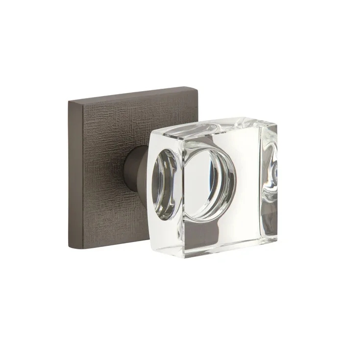 Quadrato Linen Rosette with Quadrato Crystal Knob – Titanium Gray