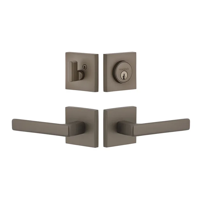 Quadrato Rosette Entry Set with Lusso Lever – Titanium Gray – Viaggio