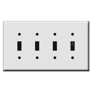 Quality Four Toggle Plastic Mid Size Wall Switch Plates