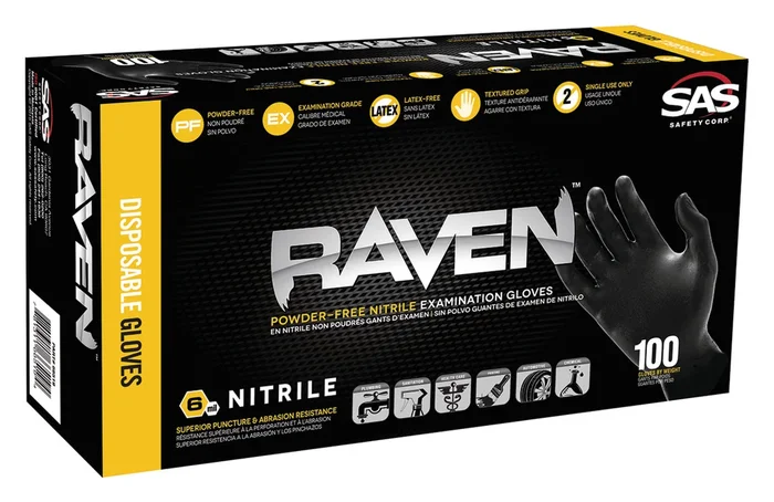 Raven Gloves – Nitrile, Black, 6 mm by Hafele