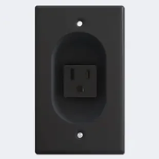 Recessed 15A Electrical Outlet Plug for Wall – Black