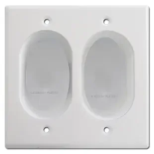 Recessed 2-Gang Blank Wall Plate Cover – White