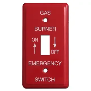 Red Emergency 1 Gang Gas Burner Switch Plates for Utility Box 024