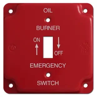 Red Emergency Centered Toggle Oil Burner Utility Box Switch Plate 006