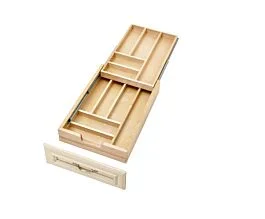 Rev-A-Shelf Two Tiered Cutlery Drawer with BLUMOTION Soft-Close for Face Frame 18″ Base, Semi-Gloss