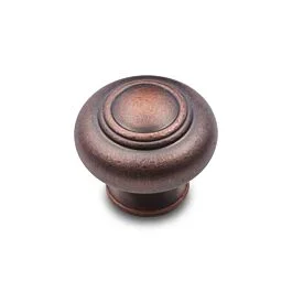 RK International Small Double Ringed Round Knob 1-1/4″ (32mm) Diameter in Distressed Copper