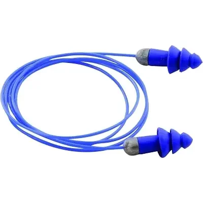 Rockets Reusable Earplug, TPE, Blue, Metal Detectable with Cord