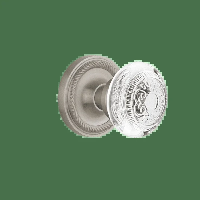Rope Rosette with Crystal Egg Dart Knob – Satin Nickel Double Dummy