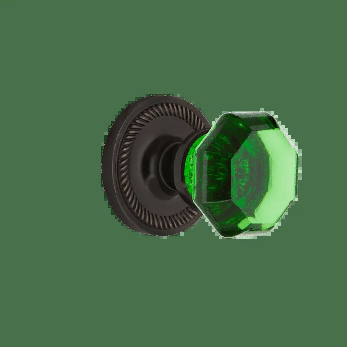 Rope Rosette with Emerald Waldorf Knob – Timeless Bronze Double Dummy Hardware
