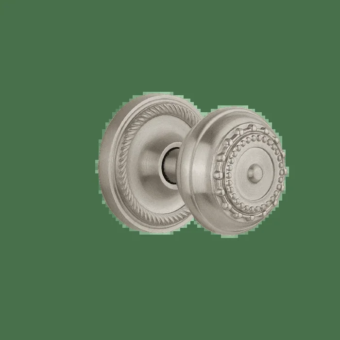 Rope Rosette with Meadows Knob – Satin Nickel Door Hardware
