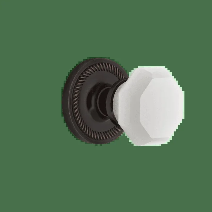 Rope Rosette with White Waldorf Knob in Timeless Bronze – Nostalgic Vintage Door Hardware