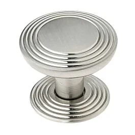 Round Topple Brushed Nickel Cabinet Hardware Knob, 1-1/4 (32mm) Inch Overall Diameter