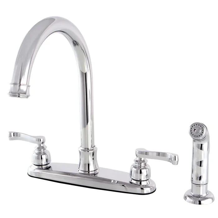 Royale Double-Handle 8″ Centerset Kitchen Faucet with Side Sprayer – Polished Chrome