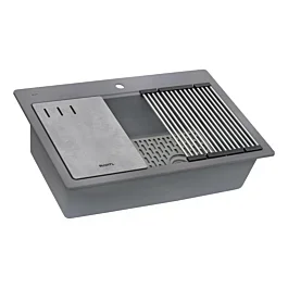 Ruvati 33-inch Granite Composite Workstation Drop-in Topmount Kitchen Sink, Urban Gray