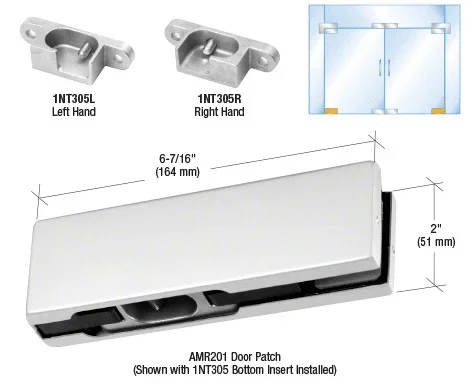 Satin Anodized RH European Bottom Door Patch Fitting by C.R. Laurence