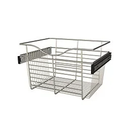 Satin Nickel Closet Pullout Basket, 18 X 14 X 11 in