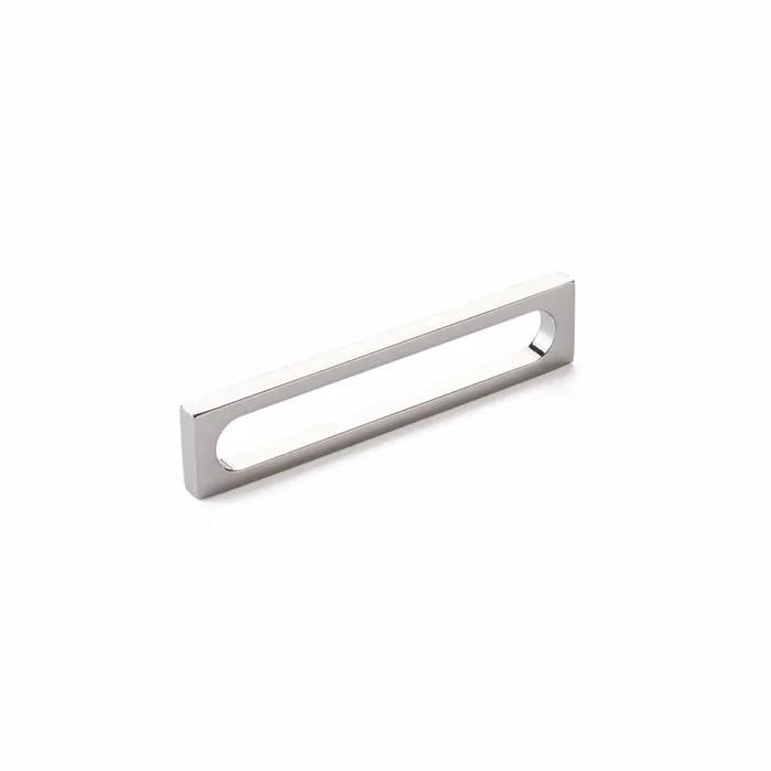 Schaub 5-3/8″ Cafe Modern Oval Slot Cabinet Pull – Polished Nickel Finish