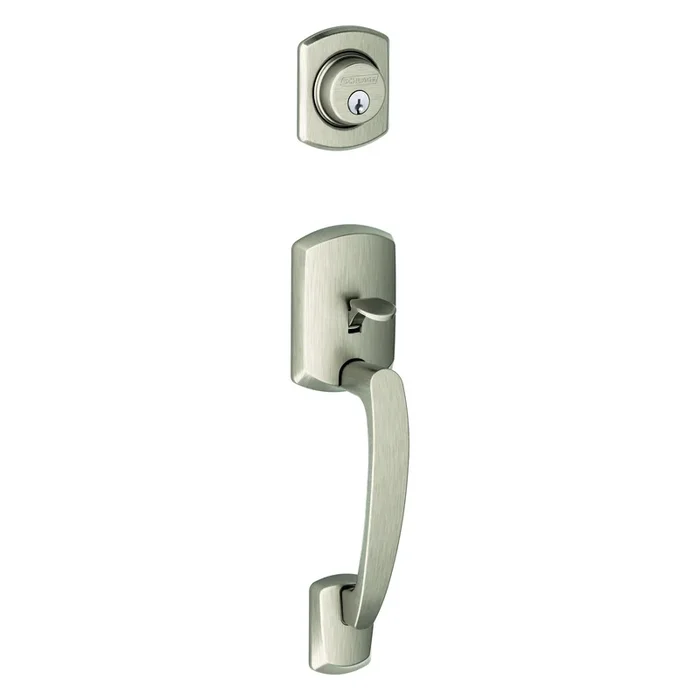 Schlage Custom Greenwich Dummy Exterior Handleset – Satin Nickel Finish