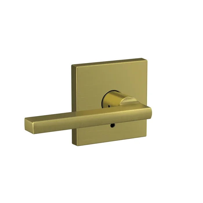 Schlage Custom Latitude Lever with Collins Rose – Satin Brass Finish