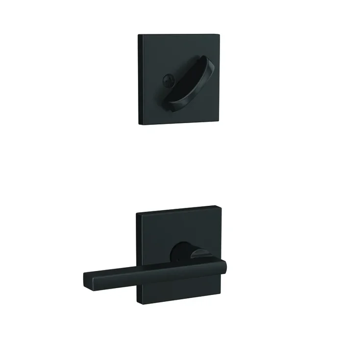 Schlage Custom Latitude Lever with Collins Rose Interior Active Trim – Matte Black Finish