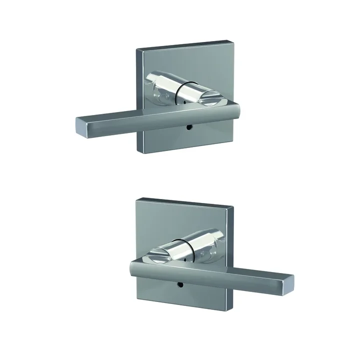 Schlage Custom Latitude Lever with Collins Rose Non Turning Double Dummy Pair – Bright Chrome Finish