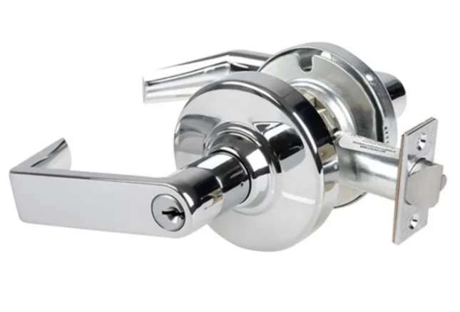 Schlage Grade 2 Entry Rhodes Lever Lock Set – Brushed Chrome Cylinder