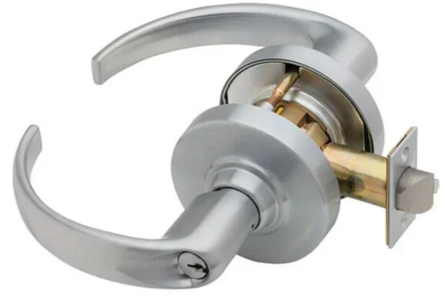 Schlage Grade 2 Entry Sparta Lever Lock – C123 Keyway Brushed Chrome Cylinder