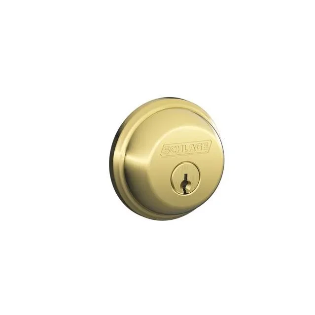 Single Cylinder Deadbolt C Keyway with 12287 Latch and 10116 Strike – Bright Brass Finish by Schlage