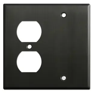 Single Duplex Single Blank Cover Plate – Dark Bronze