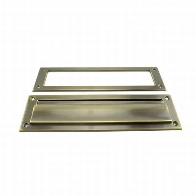 Solid Brass Magazine Mail Slot with Spring Loaded Front – Antique Brass Finish by Ives Commercial