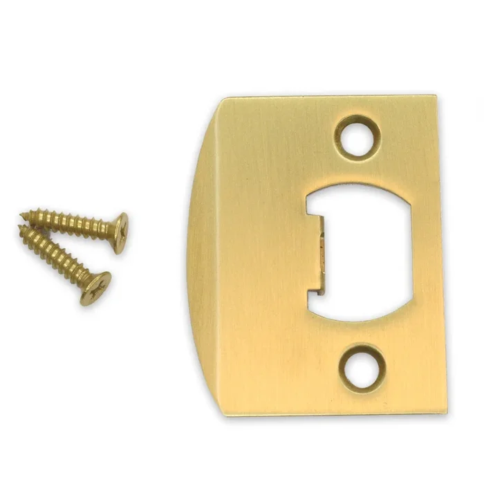 Square Corner Full Lip Strike for Passage, Privacy or Key-In Sets – Satin Brass Finish | Emtek