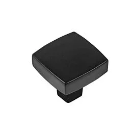 Square Coventry Cabinet Hardware Knob in Matte Black, 1-1/4″ (32mm) Inch Overall Diameter