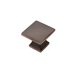 Square Studio Flat Style Cabinet Hardware Knob, Oil-Rubbed Bronze Highlighted 1-1/4 Inch length.