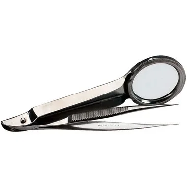 Steel Forceps w/ Magnifying Glass, Pointed Edge 5 1/2″, 1/Each – 90893