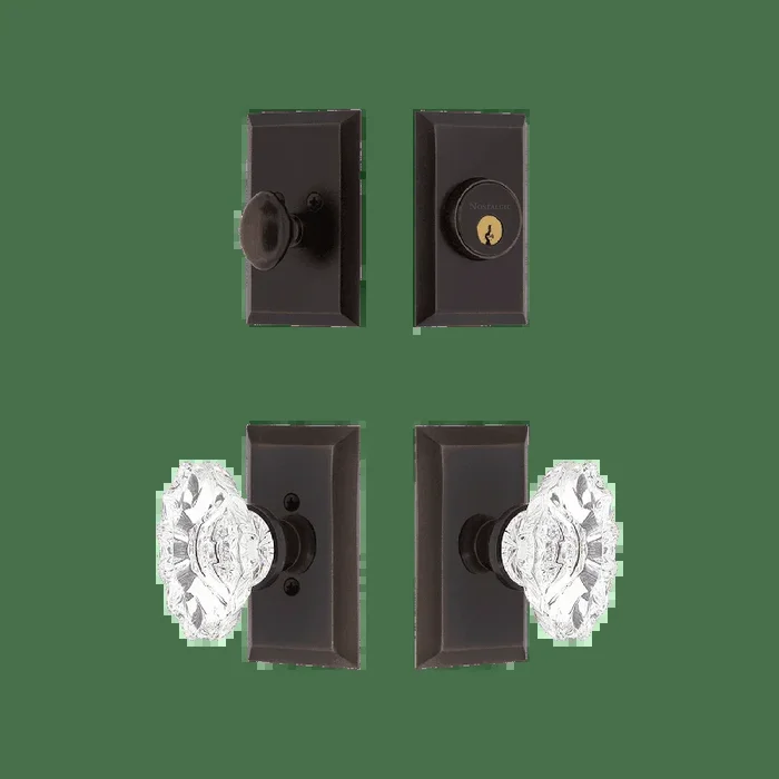 Studio Entry Set with Chateau Crystal Knob in Timeless Bronze – Nostalgic Vintage Door Hardware