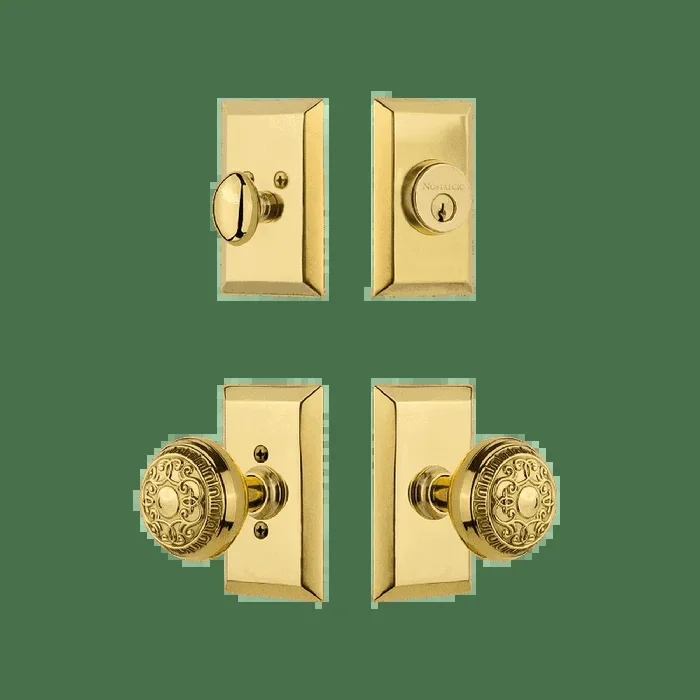 Studio Entry Set with Egg Dart Knob in Polished Brass – Nostalgic Vintage Door Hardware