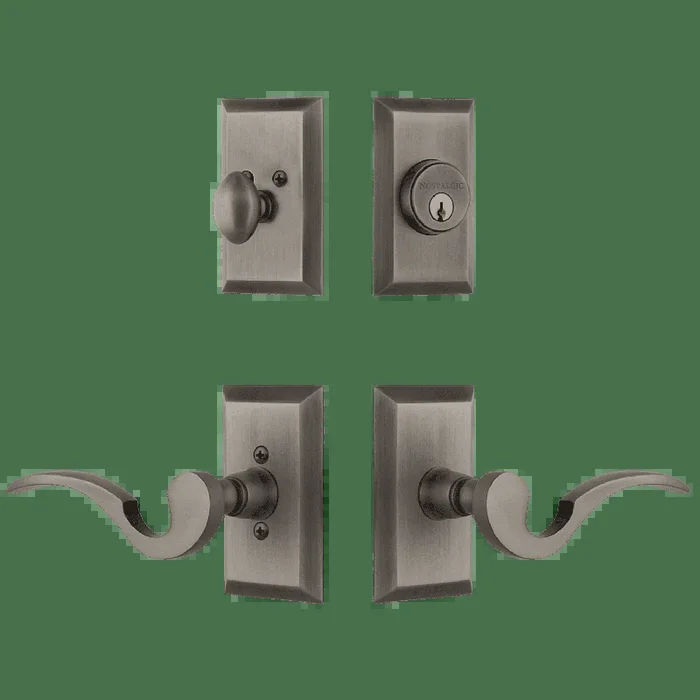 Studio Entry Set with Manor Lever in Antique Pewter – Nostalgic Vintage Door Hardware