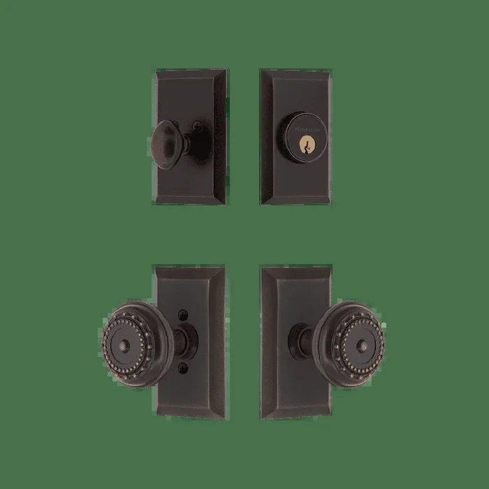 Studio Entry Set with Meadows Knob in Timeless Bronze – Nostalgic Vintage Door Hardware