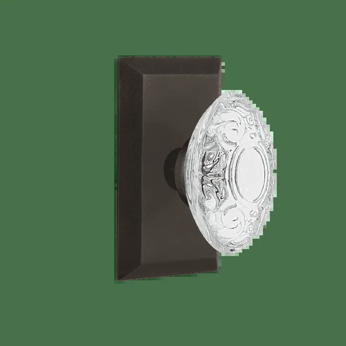 Studio Short Plate with Crystal Victorian Knob – Oil-Rubbed Bronze Double Dummy