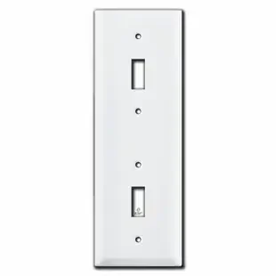 Tandem 2-Toggle Switch Plate for 2 Stacked Boxes on 4″ Centers